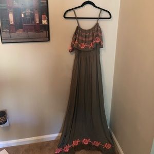 Green and Pink Maxi Dress